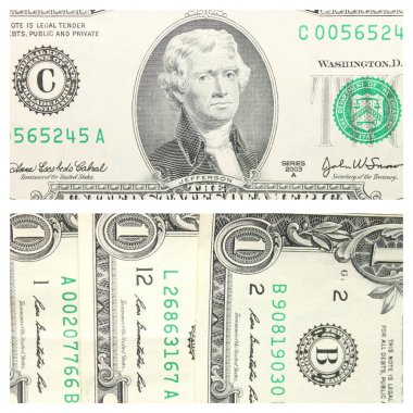 Amerikan dolar yakın çekim parçaları ile kolaj