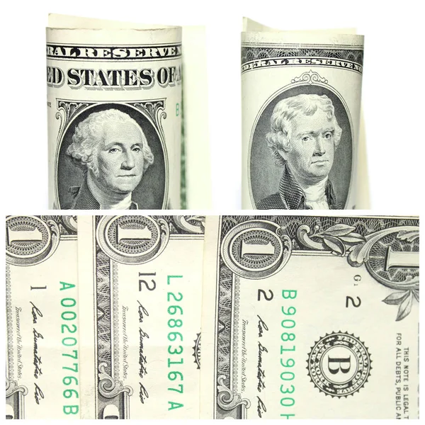 Colagem Com Fragmentos Dólares Americanos Close — Fotografia de Stock