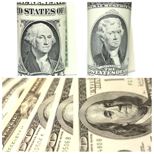 Colagem Com Fragmentos Dólares Americanos Close — Fotografia de Stock