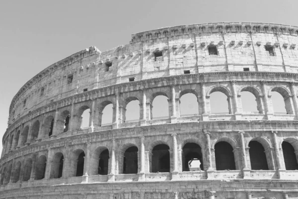 Roma Colosseum Siyah Beyaz Fotoğraf Flavian Amfitiyatro Closeup Talya Avrupa — Stok fotoğraf