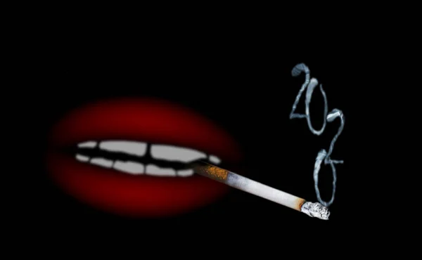 Abstraktes Verschwommenes Bild Einer Zigarette Mit Rauch Form Der Aufschrift — Stockfoto
