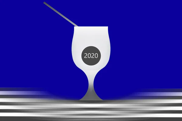 Abstract Wenskaart Met Afbeelding Van Glas Met Stro Inscriptie 2020 — Stockfoto