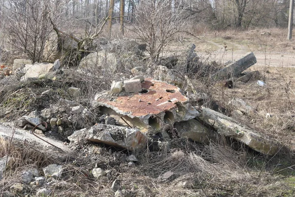 Construction Waste Elements Destroyed Old Structures Municipal Landfill — Stok fotoğraf