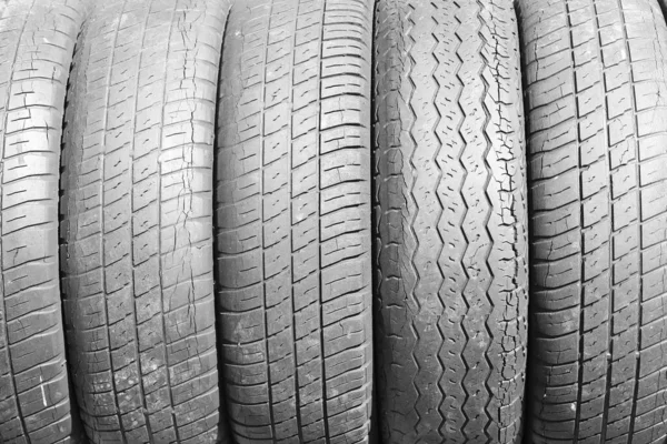 worn out bald old car tire close-up