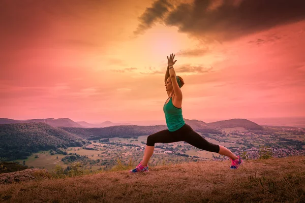 Yoga relaxation at sunset