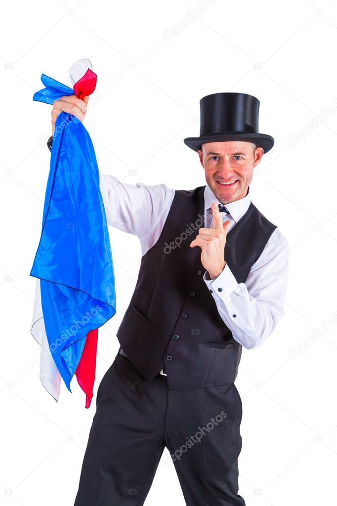 magician with some cloth