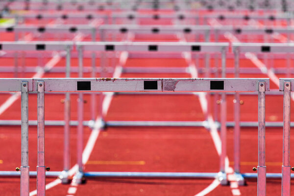 detail of hurdles running track