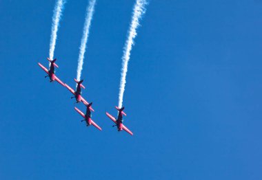 Mavi gökyüzünde uçaklar