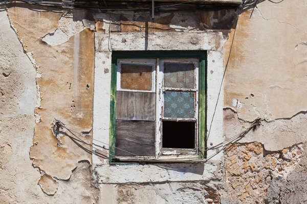 facade with broken window