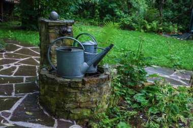 suları kutular bir Bahçe