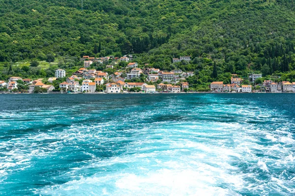 Landscape Sea Foam Ship Azure Water Sailing Coast Old Town — Stock Photo, Image