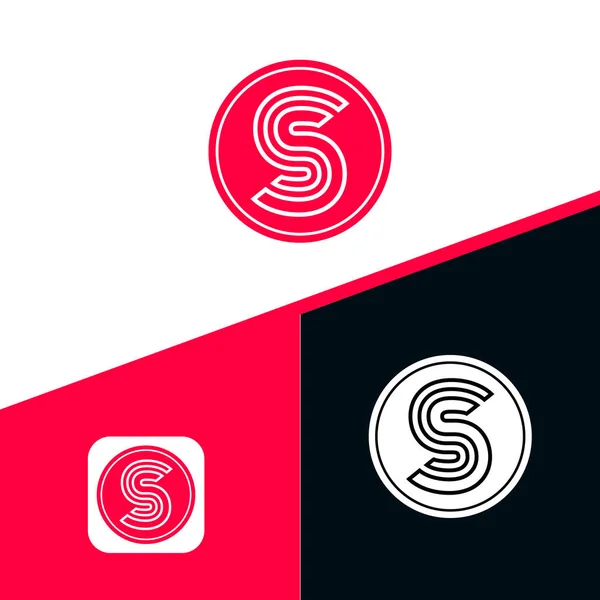 S文字の初期アイコンロゴデザイン ラインスタイルのロゴデザイン — ストックベクタ