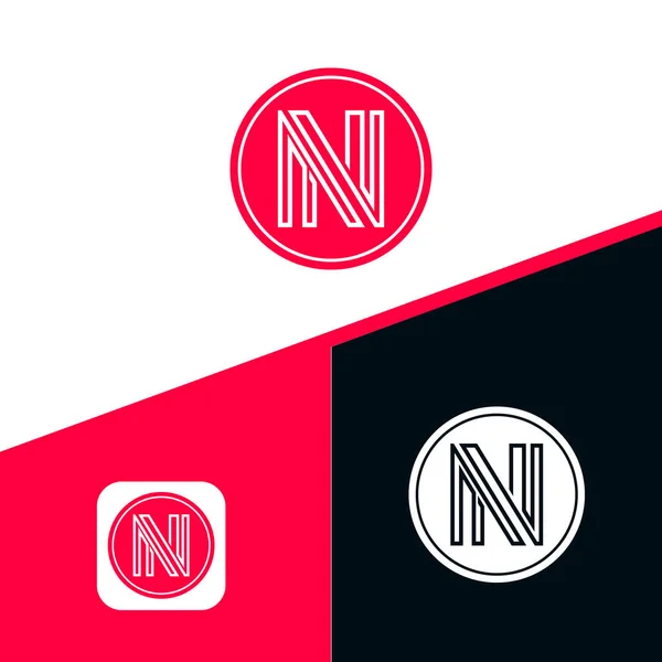 N文字の初期アイコンロゴデザイン ラインスタイルのロゴデザイン — ストックベクタ