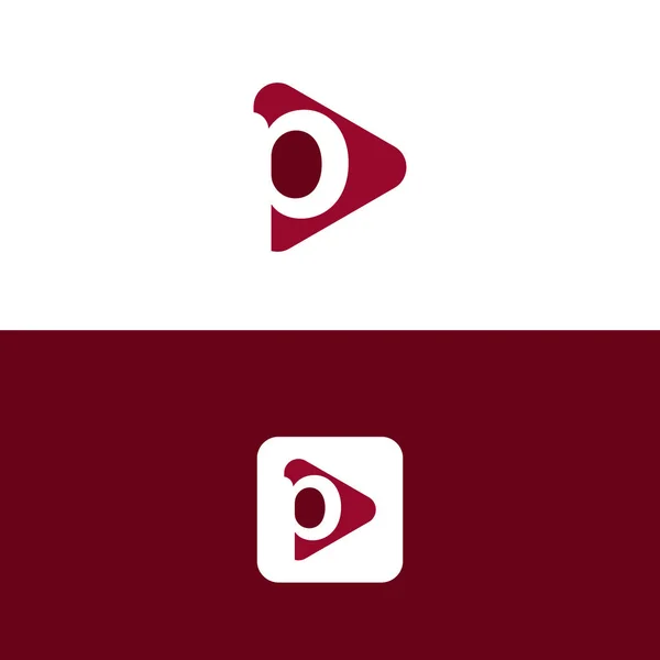 Letra Logotipo Ícone Botão Play Com Combinação Letra Inicial — Vetor de Stock