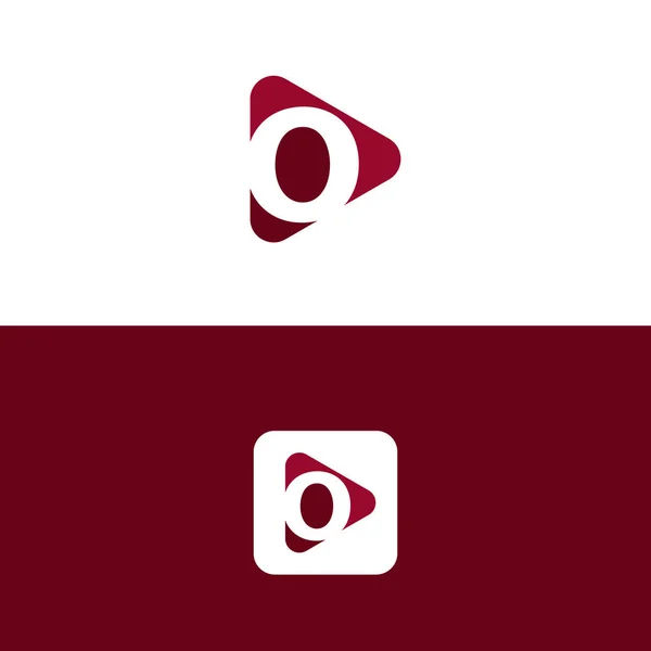 O文字ロゴアイコン再生ボタンと初期文字Oの組み合わせ — ストックベクタ