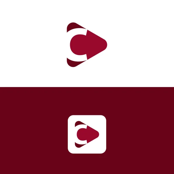 C文字ロゴアイコン再生ボタンと頭文字Cの組み合わせ — ストックベクタ