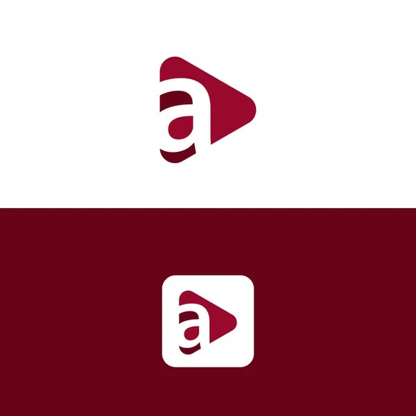 文字のロゴアイコンの再生ボタンと頭文字Aの組み合わせ — ストックベクタ