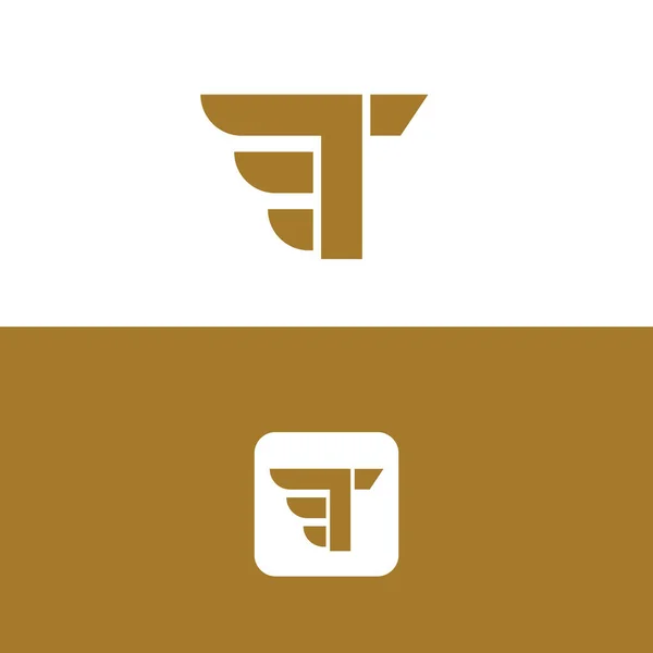 シンプルな翼デザイン要素ベクトルテンプレートを持つ文字Tロゴ — ストックベクタ