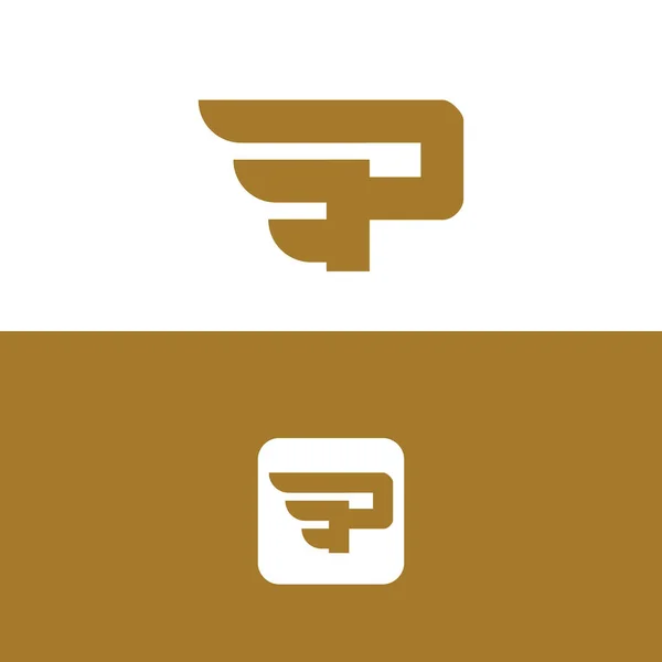 シンプルな翼デザイン要素ベクトルテンプレートを持つ文字Pロゴ — ストックベクタ