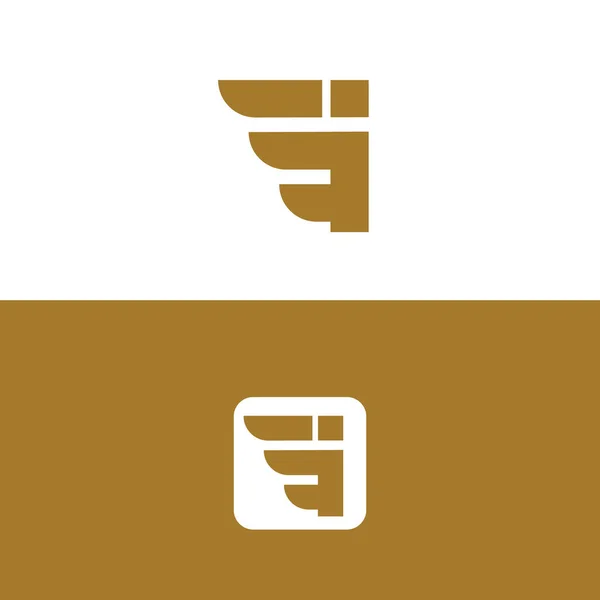 シンプルな翼デザイン要素ベクトルテンプレートを持つ文字Iロゴ — ストックベクタ