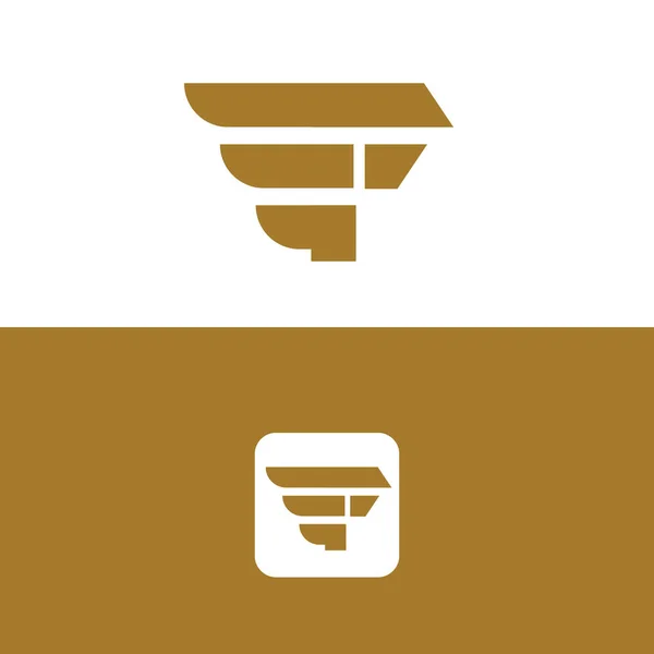 シンプルな翼デザイン要素ベクトルテンプレートを持つ文字Fロゴ — ストックベクタ