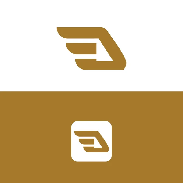 シンプルな翼デザイン要素ベクトルテンプレートを持つ文字Dロゴ — ストックベクタ