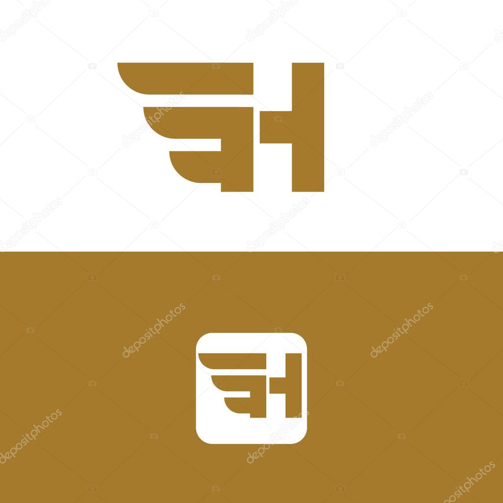 Letter H logo with simple Wings design element vector template