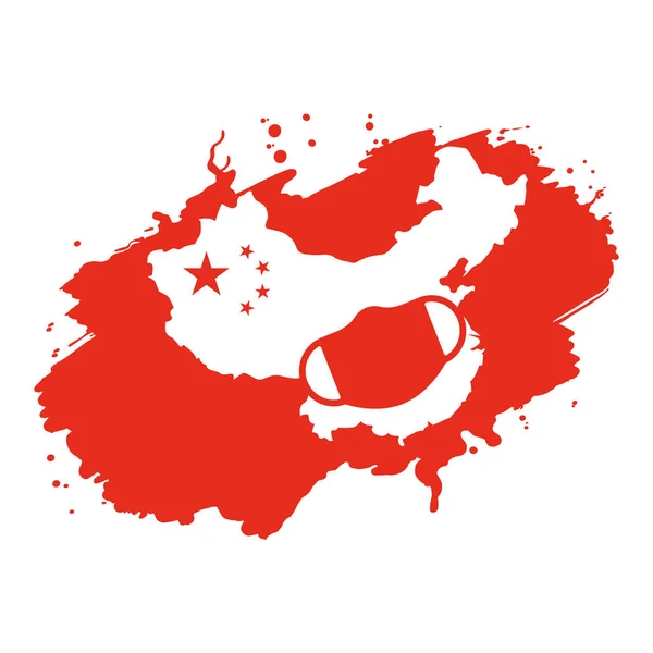 Коронавирус Китае Роман Коронавирус 2019 Ncov Красная Медицинская Маска Лица — стоковый вектор