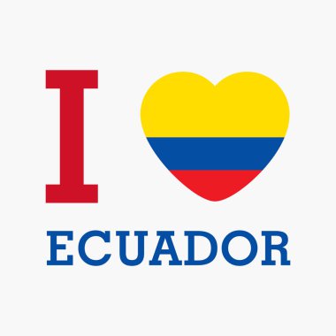 Kalp bayraklı Ekvador 'u seviyorum Vektör