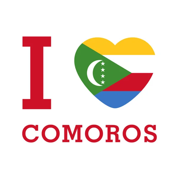 Encantan Las Comoras Con Forma Bandera Del Corazón Vector — Archivo Imágenes Vectoriales