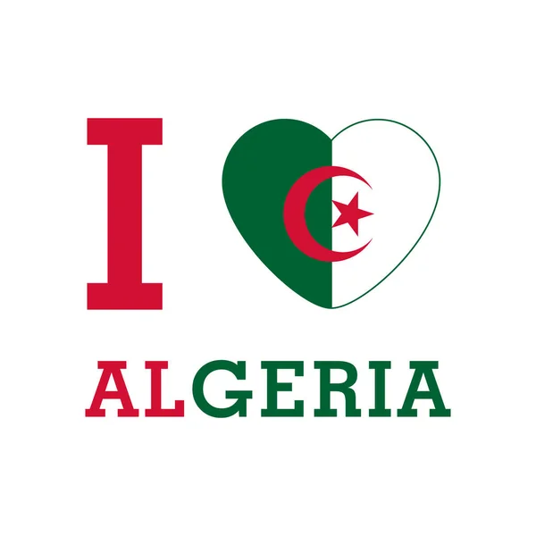 Love Algeria Heart Flag Shape Vector — Stock Vector