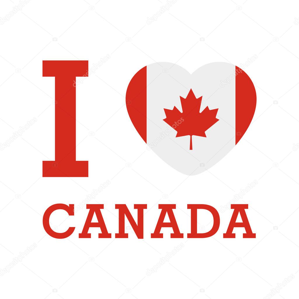 I Love Canada with heart flag shape Vector