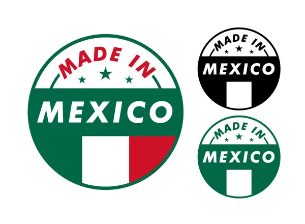 Etiket Çıkartma Rozet Için Meksika Bayrağı — Stok Vektör