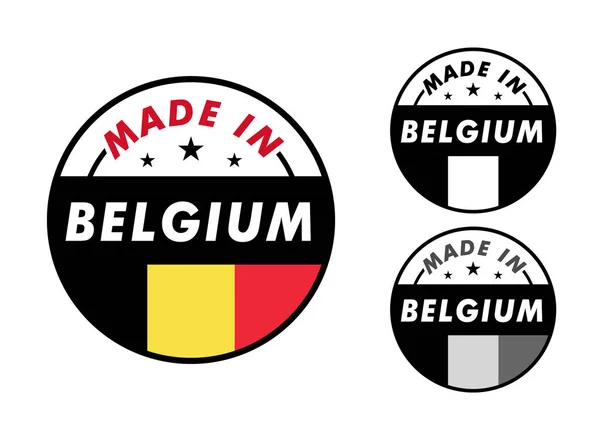 Fabriqué Belgique Avec Pour Étiquette Autocollants Badge — Image vectorielle