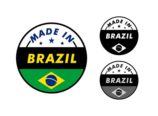 Brezilya Üretildi Etiketler Çıkartmalar Rozetler Için Brezilya Bayrağı — Stok Vektör