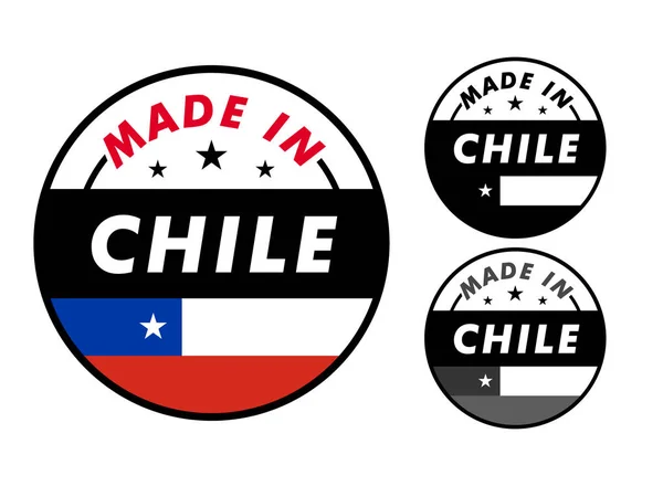 Feito Chile Com Bandeira Chile Para Etiqueta Adesivos Crachá — Vetor de Stock