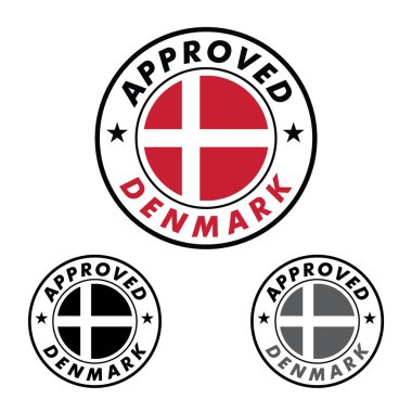 Danimarka Bayrağı merkezde yuvarlak şekilli onaylanmış logonun vektör mührü