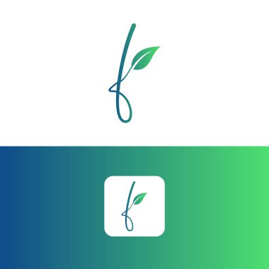 F harfi ve yaprak logo vektörü, Eko Logo Tasarımı. F Harfi Vektörü