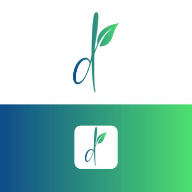 D harfi ve yaprak logo vektörü, Eko Logo Tasarımı. D Harfi Vektörü