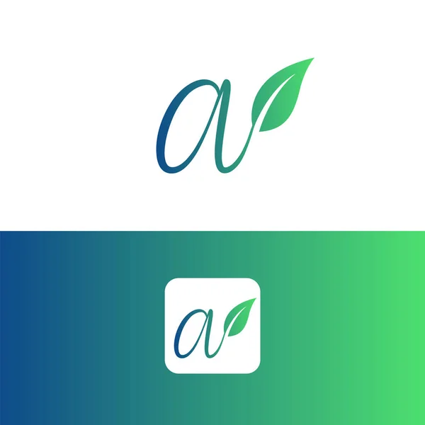 字母A和叶子标识向量 生态标志设计 字母A向量 — 图库矢量图片