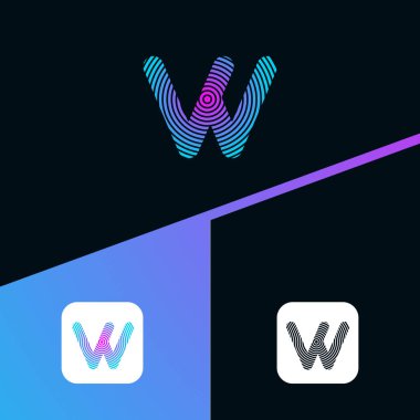W harfi logo tasarım şablonu ögeleri