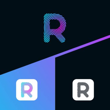 R harfi logo tasarım şablonu elementleri