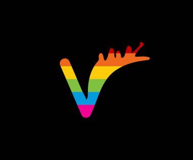 V harfi boya logosu renkli tasarım