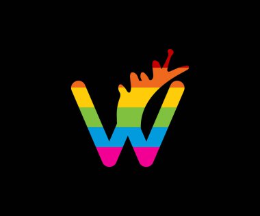 W harfi boya logosu renkli tasarım