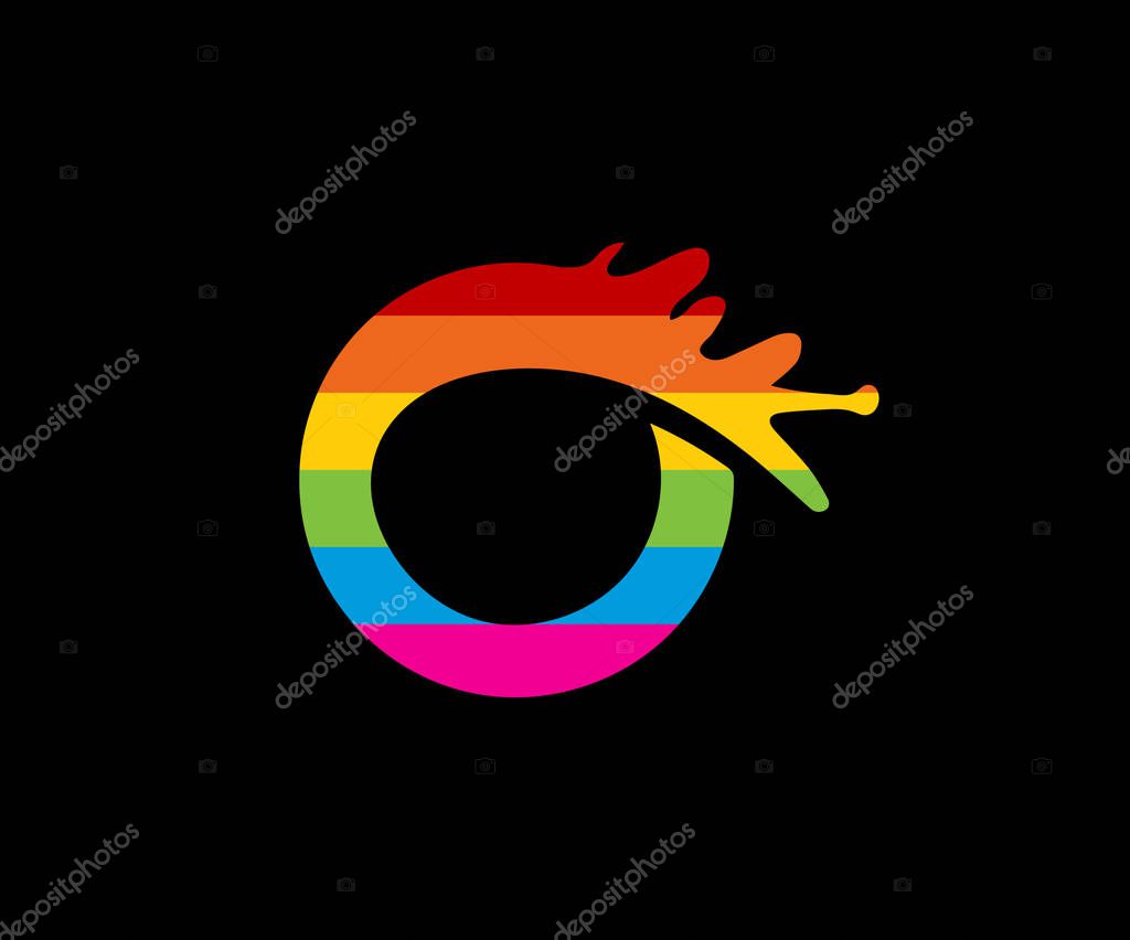 O letter paint logo colorful design