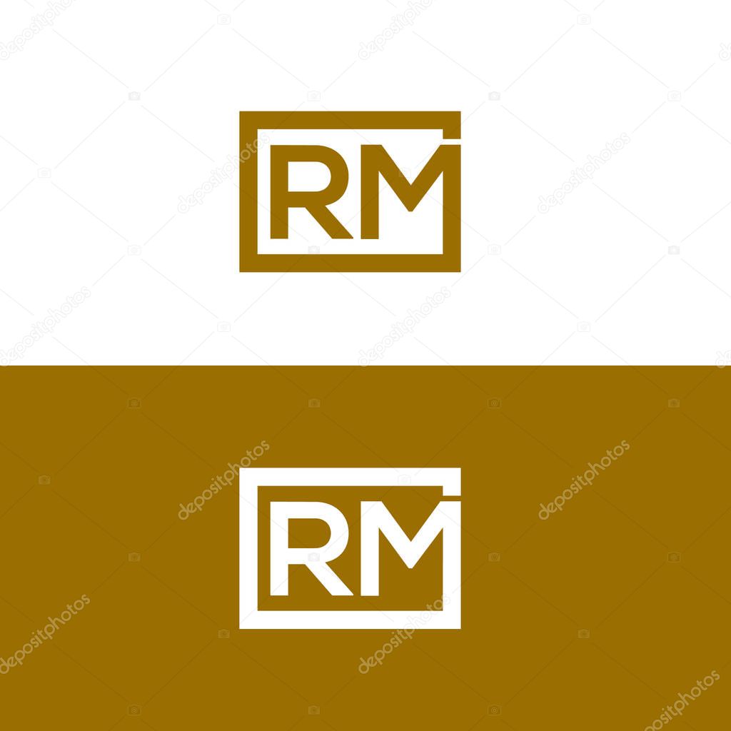 RM letter logo line square RM