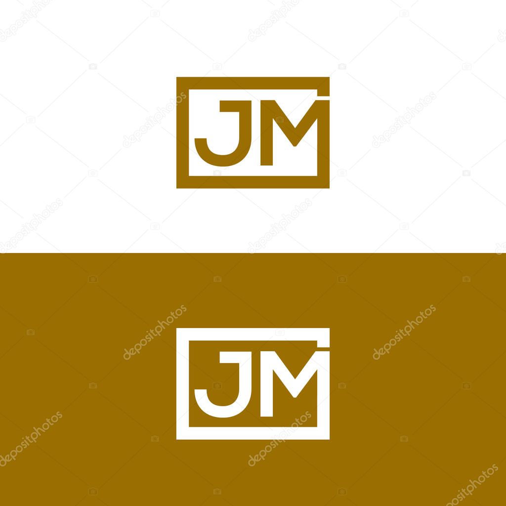 JM letter logo line square JM