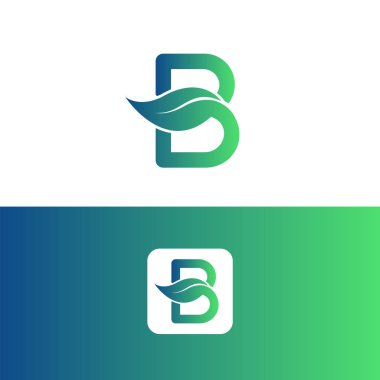 B harfi ve yaprak logo vektörü, Eko Logo Tasarımı. B Harfi Vektörü