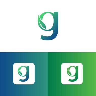 G harfi ve yaprak logo vektörü, Eko Logo Tasarımı. G Harfi Vektörü