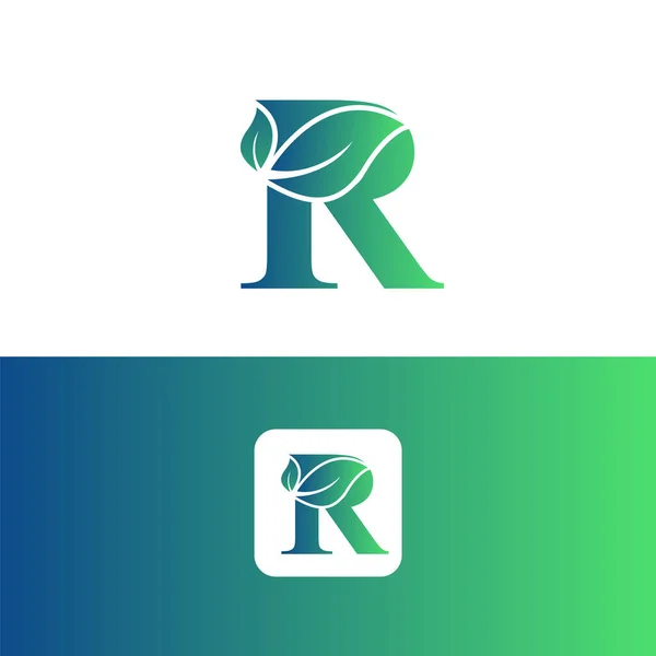字母R和叶子标识向量 生态标志设计 字母R向量 — 图库矢量图片